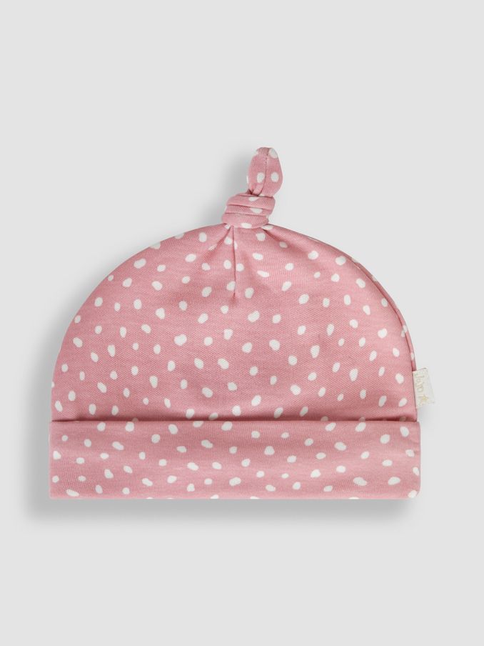 Pink Spot Print Cotton Baby Hat (Q50727) | £2