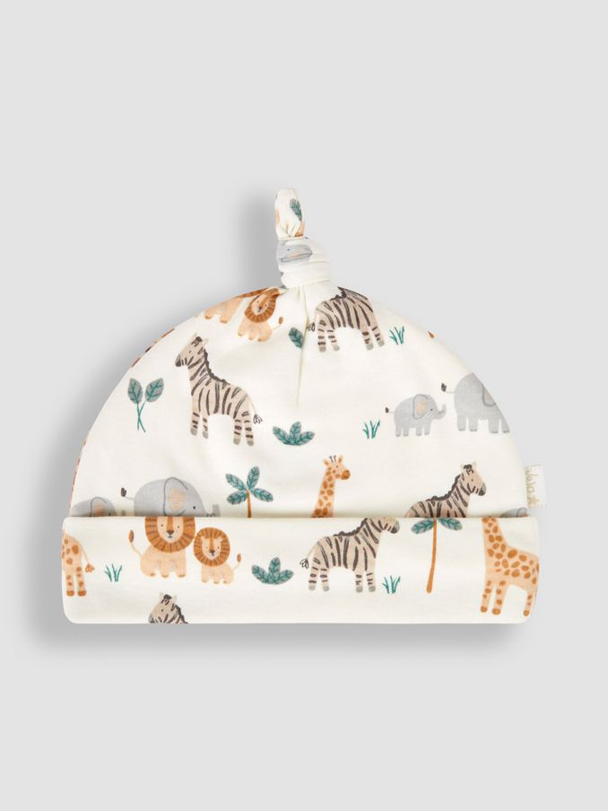 Cream Safari Print Baby Hat (Q50728) | £3