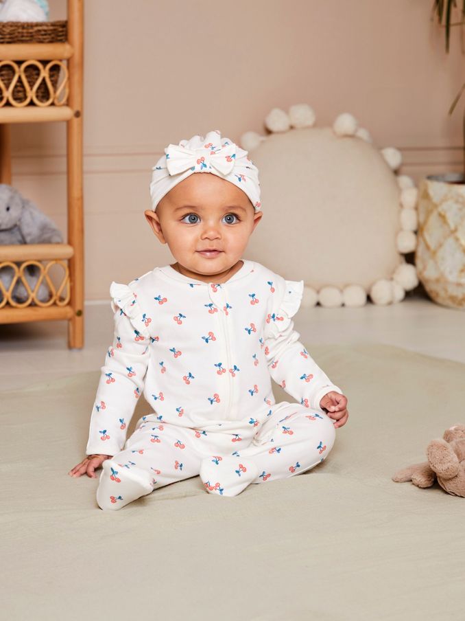 Cream Cherry Print Turban (Q50733) | £2