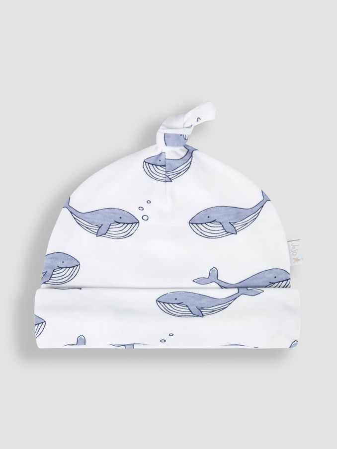 Blue Whale Print Cotton Baby Hat (Q50734) | £5