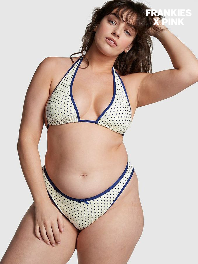 Sleepy Dot White Halter Frankies Bikinis Augusta Bikini Top (Q50859) | £17