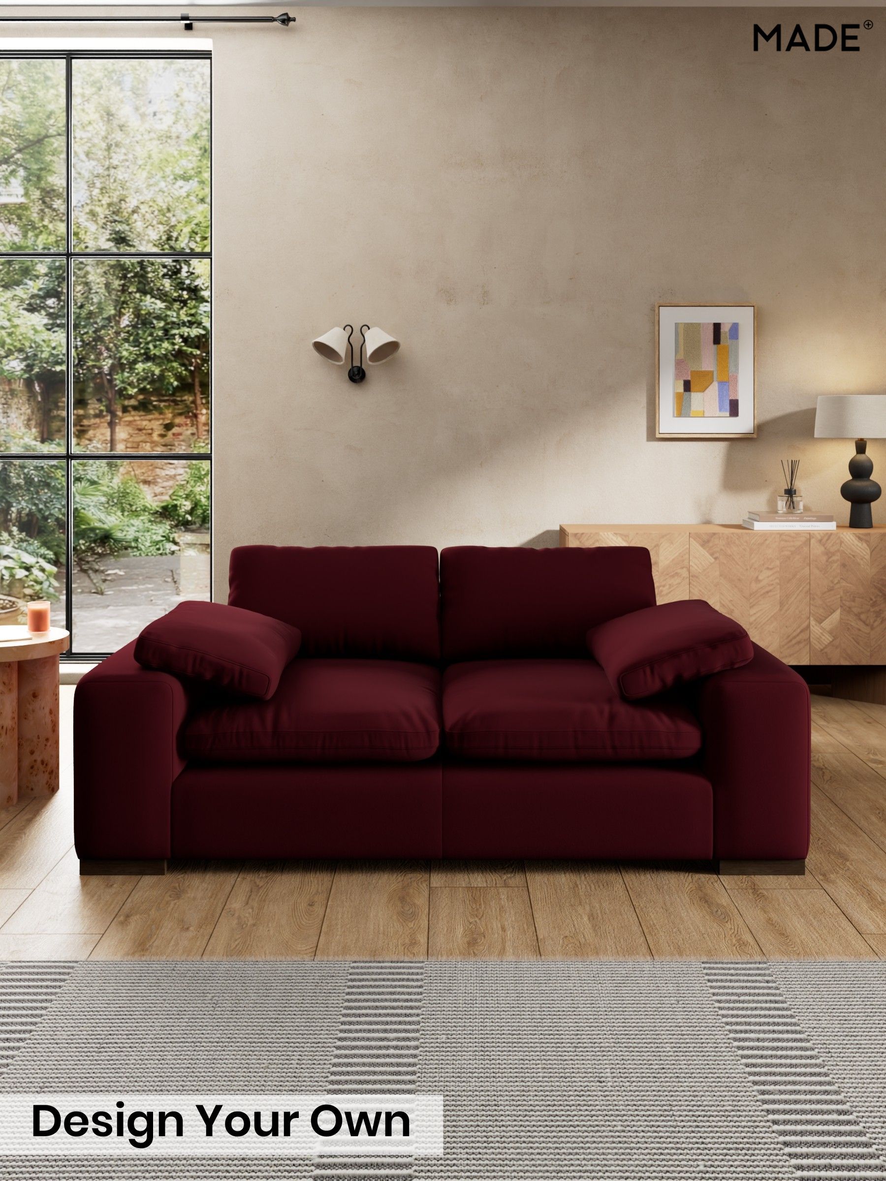 Matt Velvet Easy Clean/Deep Burgundy Red - Melbourne Luxe By Made