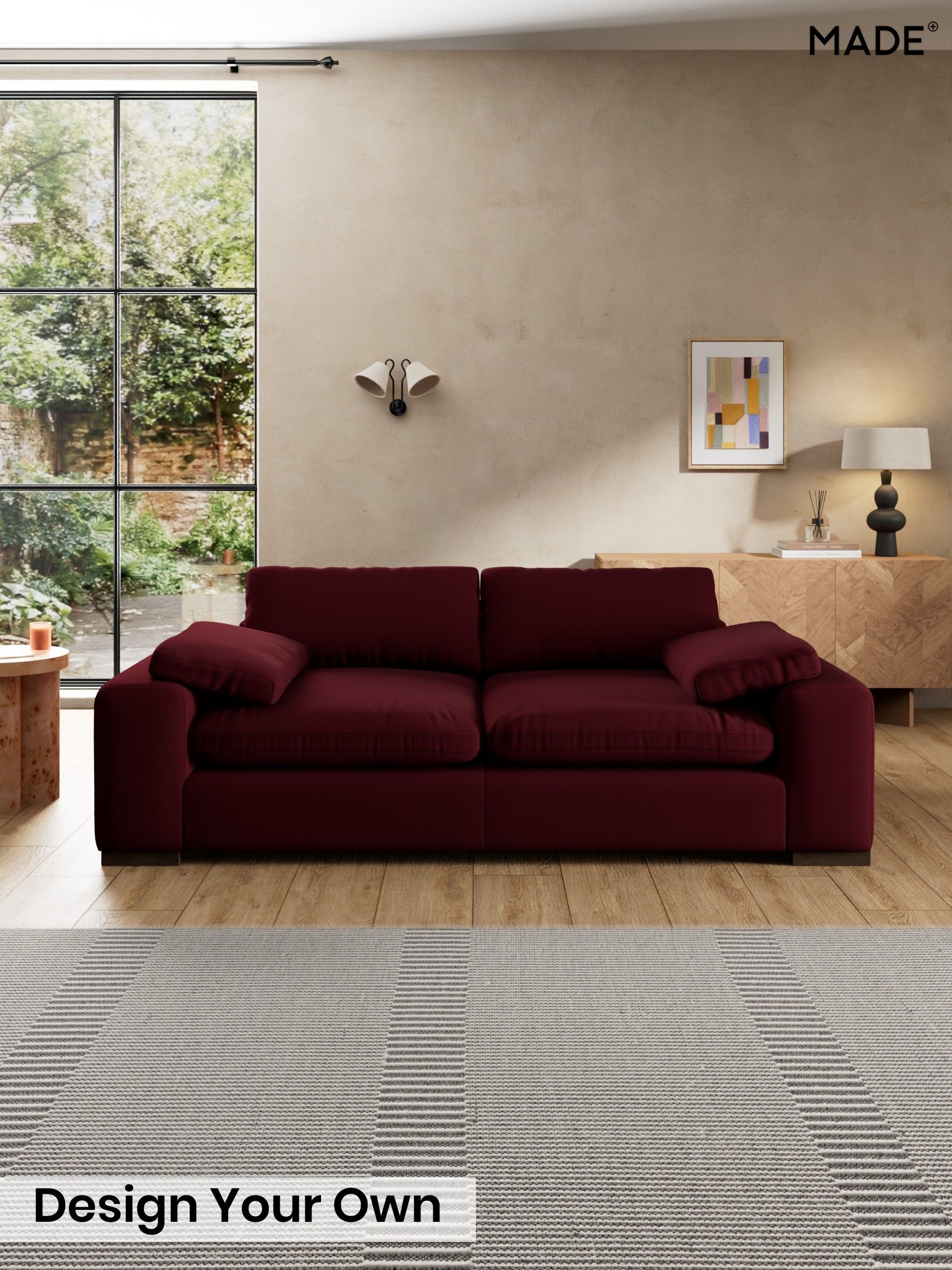 Matt Velvet Easy Clean/Deep Burgundy Red - Melbourne Luxe By Made