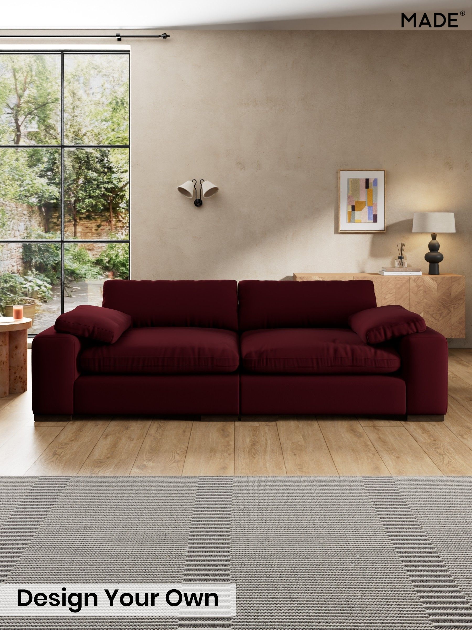 Matt Velvet Easy Clean/Deep Burgundy Red - Melbourne Luxe By Made