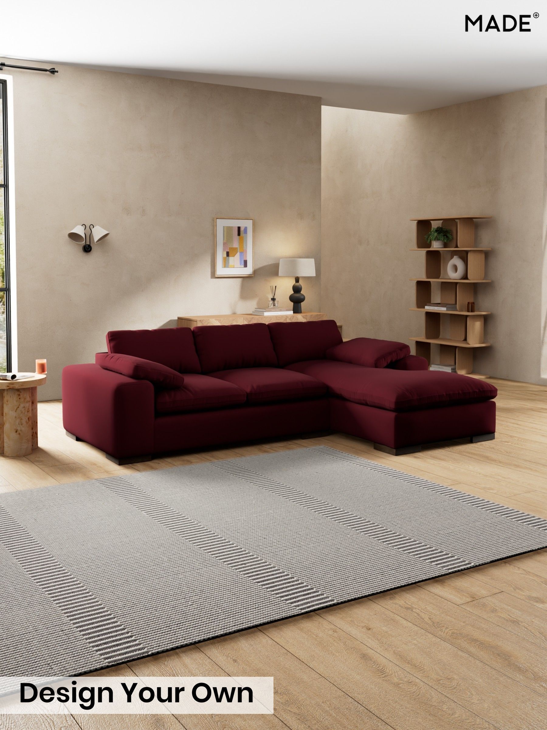 Matt Velvet Easy Clean/Deep Burgundy Red - Melbourne Luxe By Made
