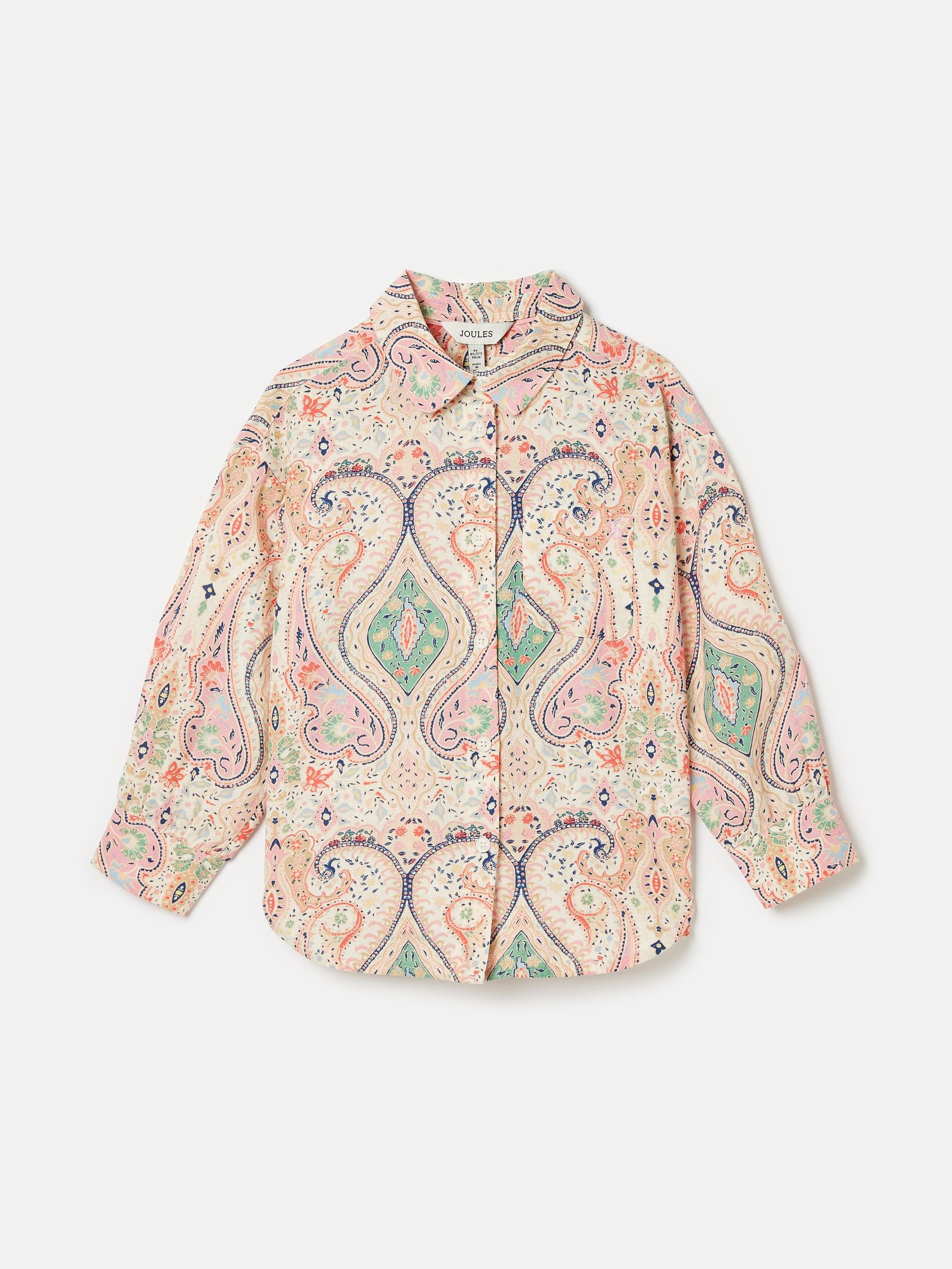 Girls' Edith Pink Paisley Shirt With Linen (Q53417) | £11 - £12