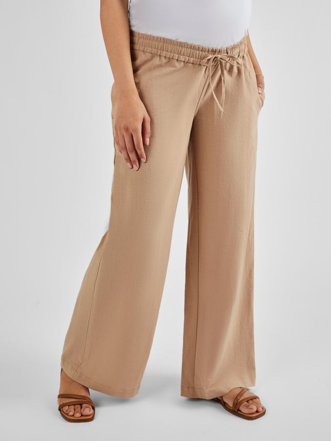 Natural Linen Blend Maternity Trousers (Q57270) | £20