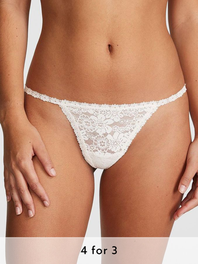 Coconut White G String Lace Knickers (Q57415) | £9