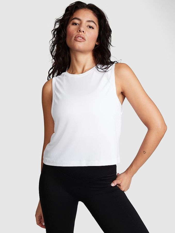 Optic White Drapey Muscle Tank Top (Q57430) | £12