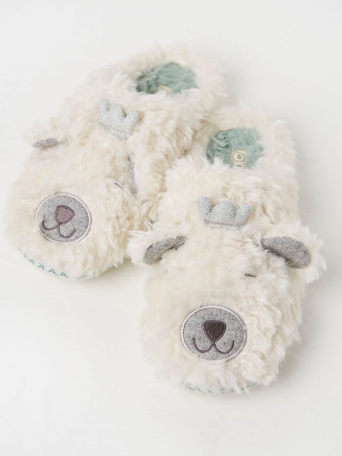 Poppy White Polar Bear Slippers (Q60512) | £12
