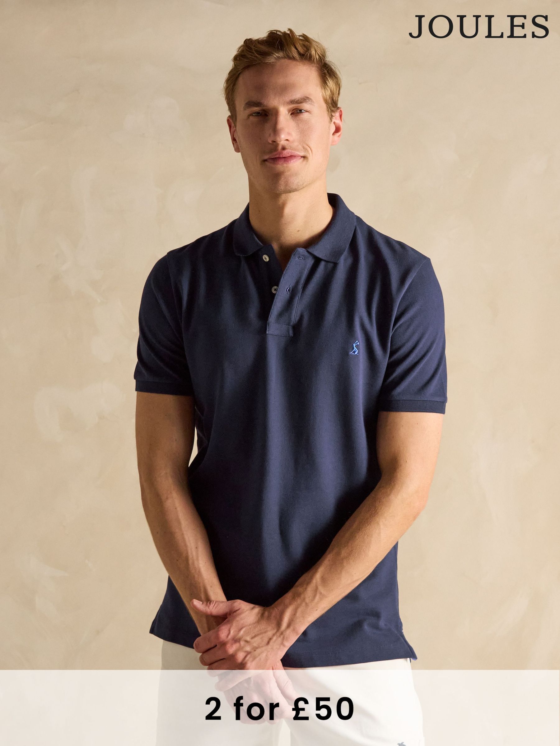 Woody Navy Cotton Pique Polo Shirt (Q61235) | £30