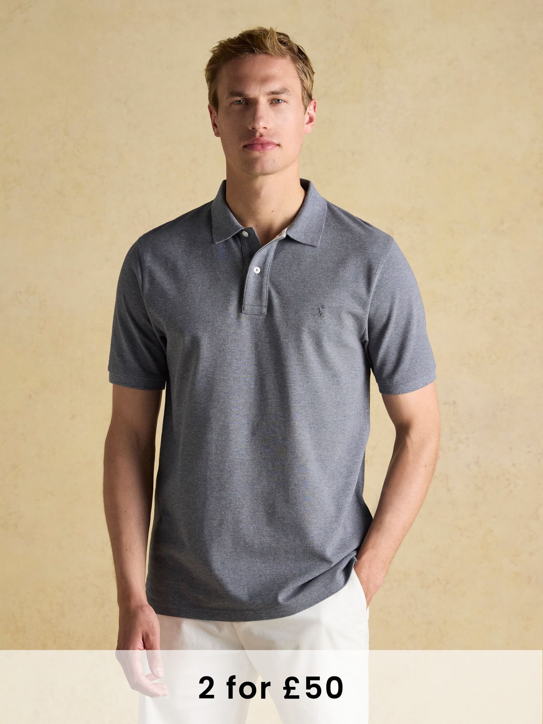 Woody Grey Cotton Pique Polo Shirt (Q61236) | £30