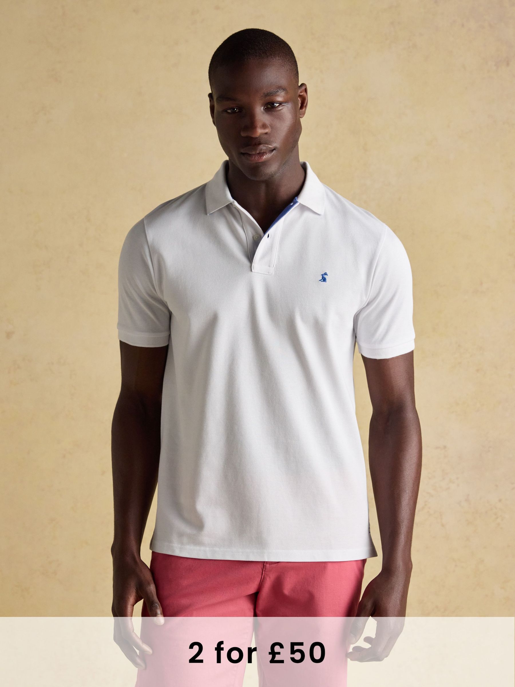 Woody White Cotton Pique Polo Shirt (Q61237) | £30