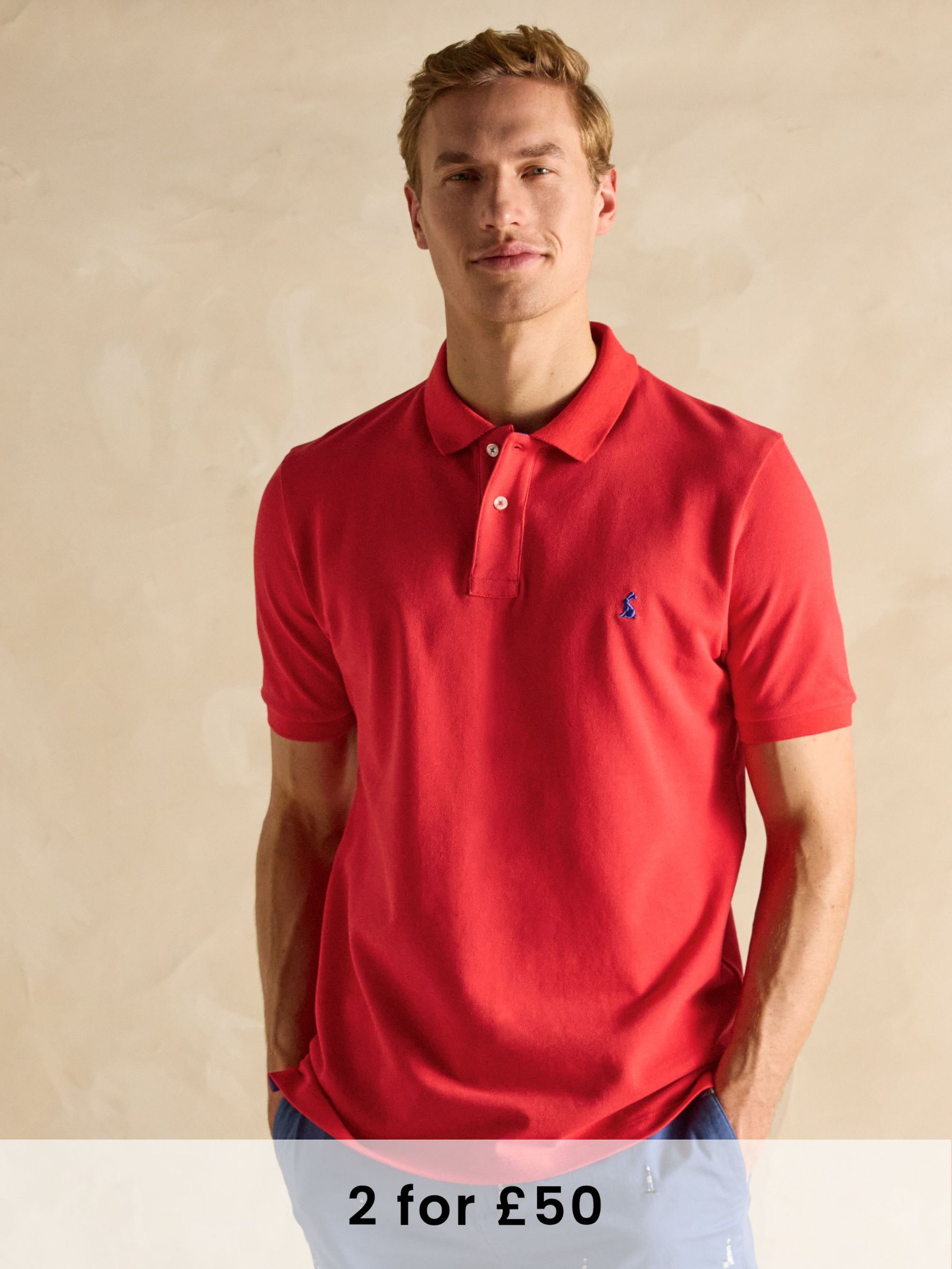 Woody Red Cotton Pique Polo Shirt (Q61243) | £30