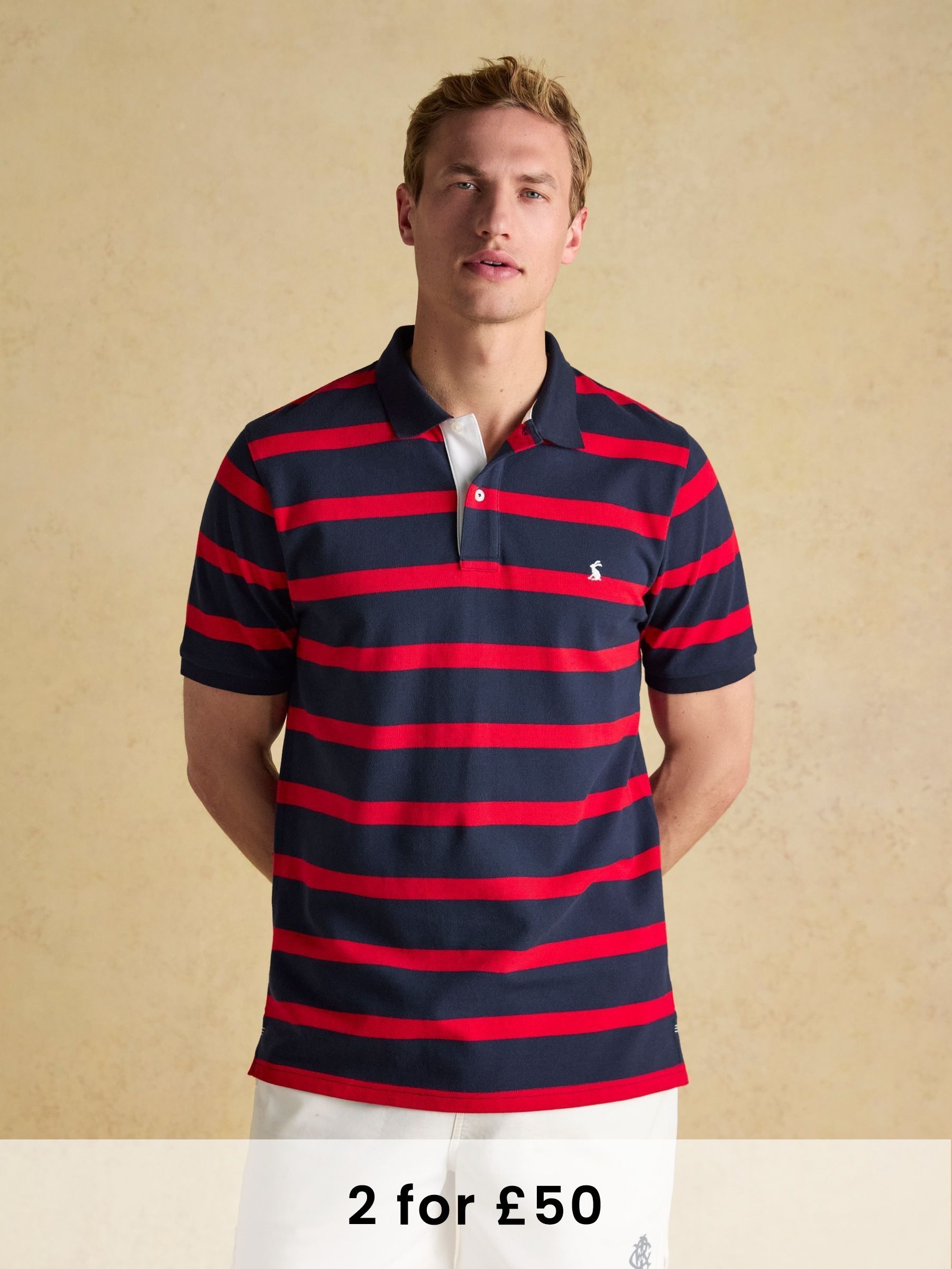 Woody Red Stripe Cotton Pique Polo Shirt (Q61249) | £35