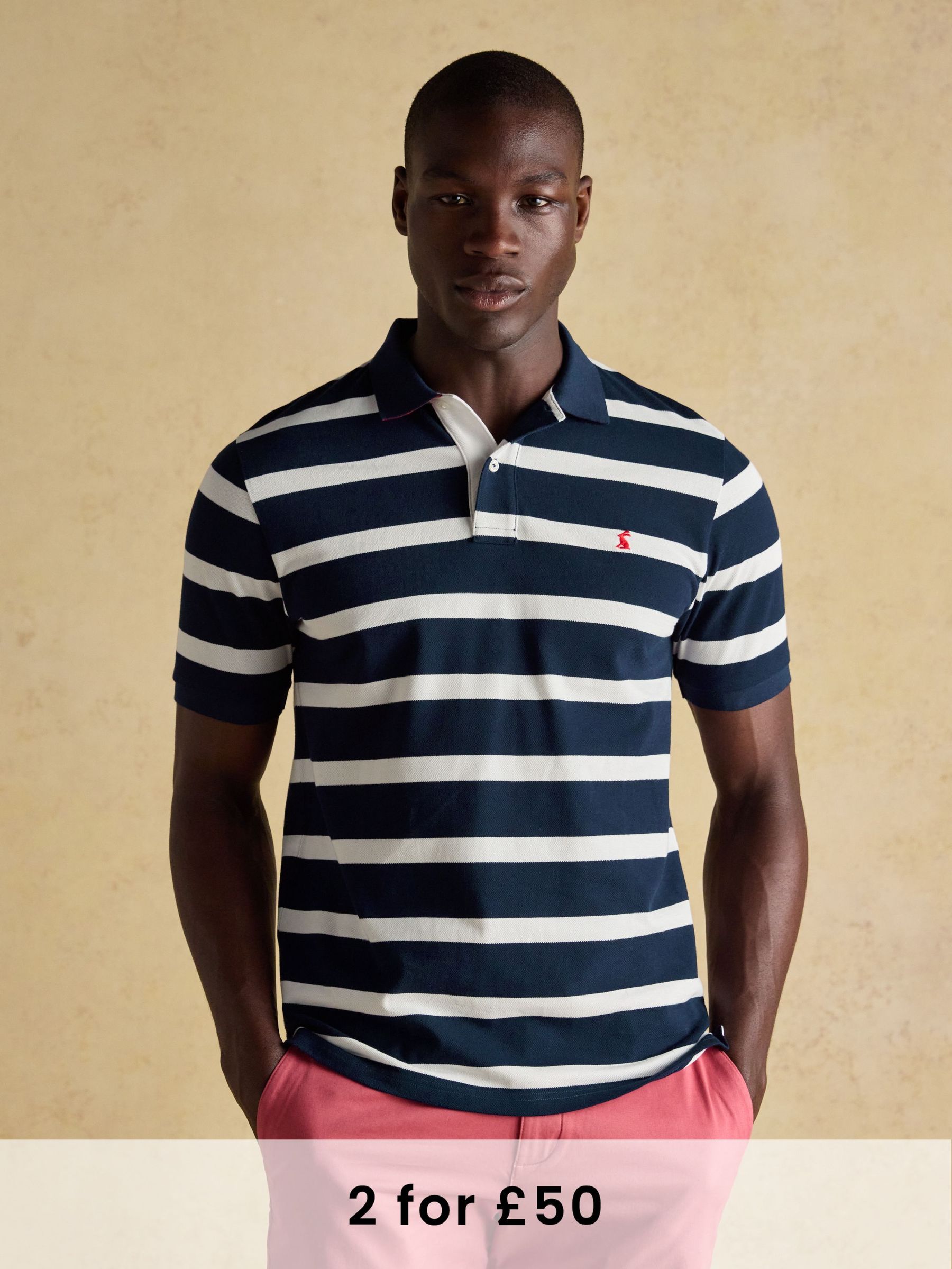 Woody Navy/White Cotton Pique Polo Shirt (Q61256) | £35