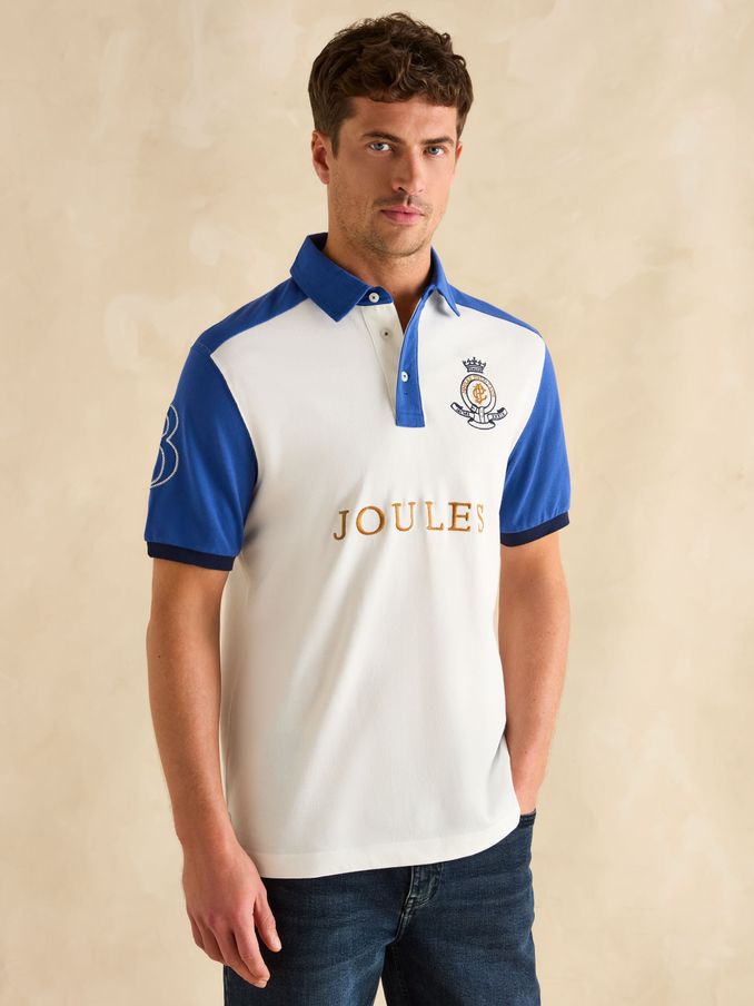 Embellished Blue/White Classic Fit Polo Shirt (Q61257) | £50