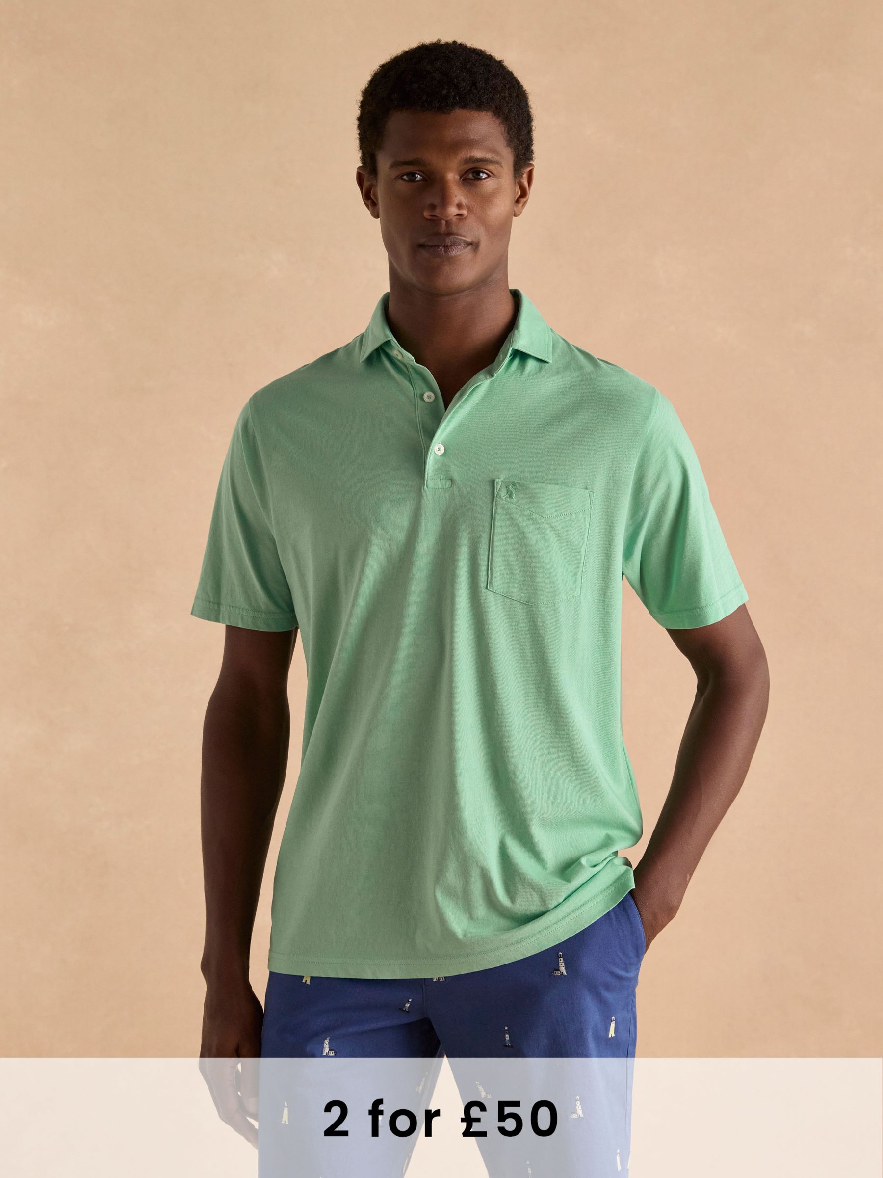 Emmett Green Jersey Laundered Soft Touch Polo Shirt (Q61262) | £25