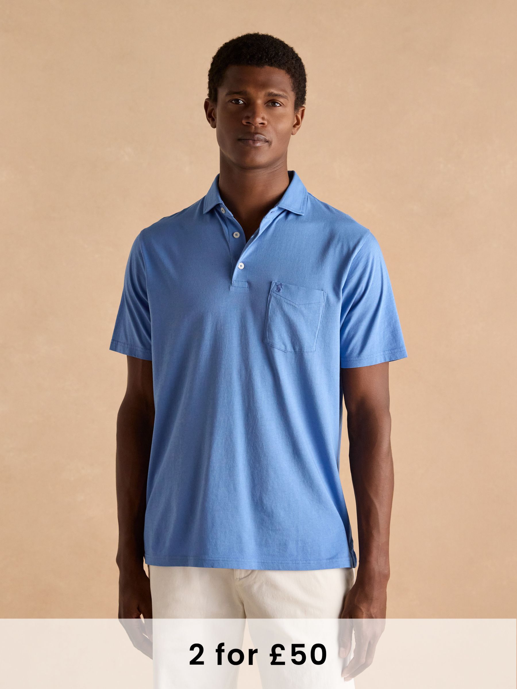 Emmett Blue Jersey Laundered Soft Touch Polo Shirt (Q61263) | £25