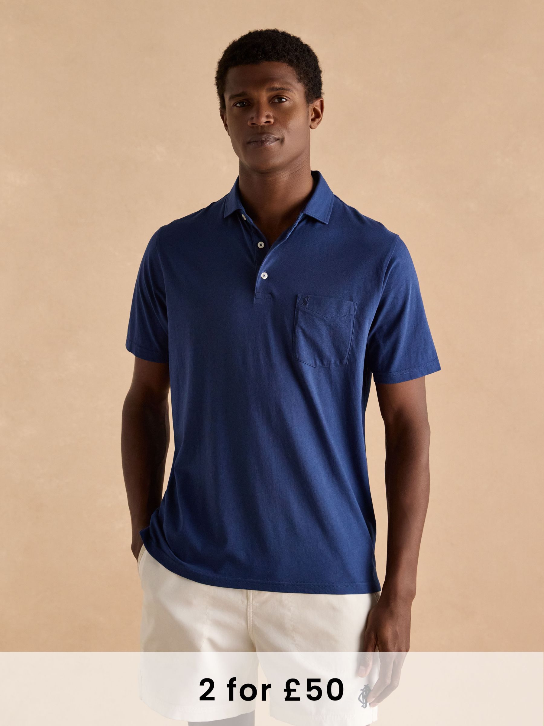 Emmett Navy Jersey Laundered Soft Touch Polo Shirt (Q61268) | £25