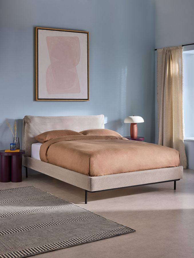 Bed Harlow Bed Frame in Sage Green Velvet in Cream (Q61487) | £599 - £699