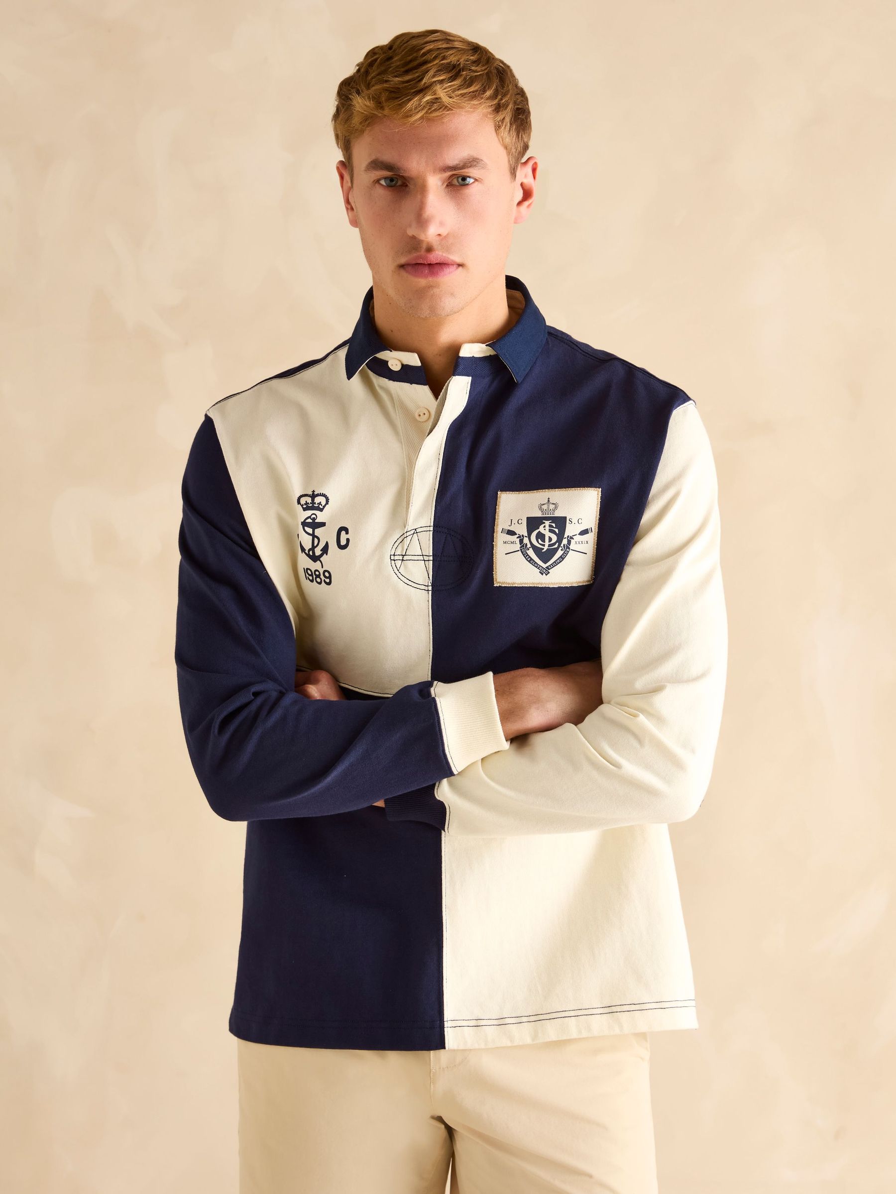 Harlequin Cream/Navy Rugby Club Shirt (Q61493) | £69