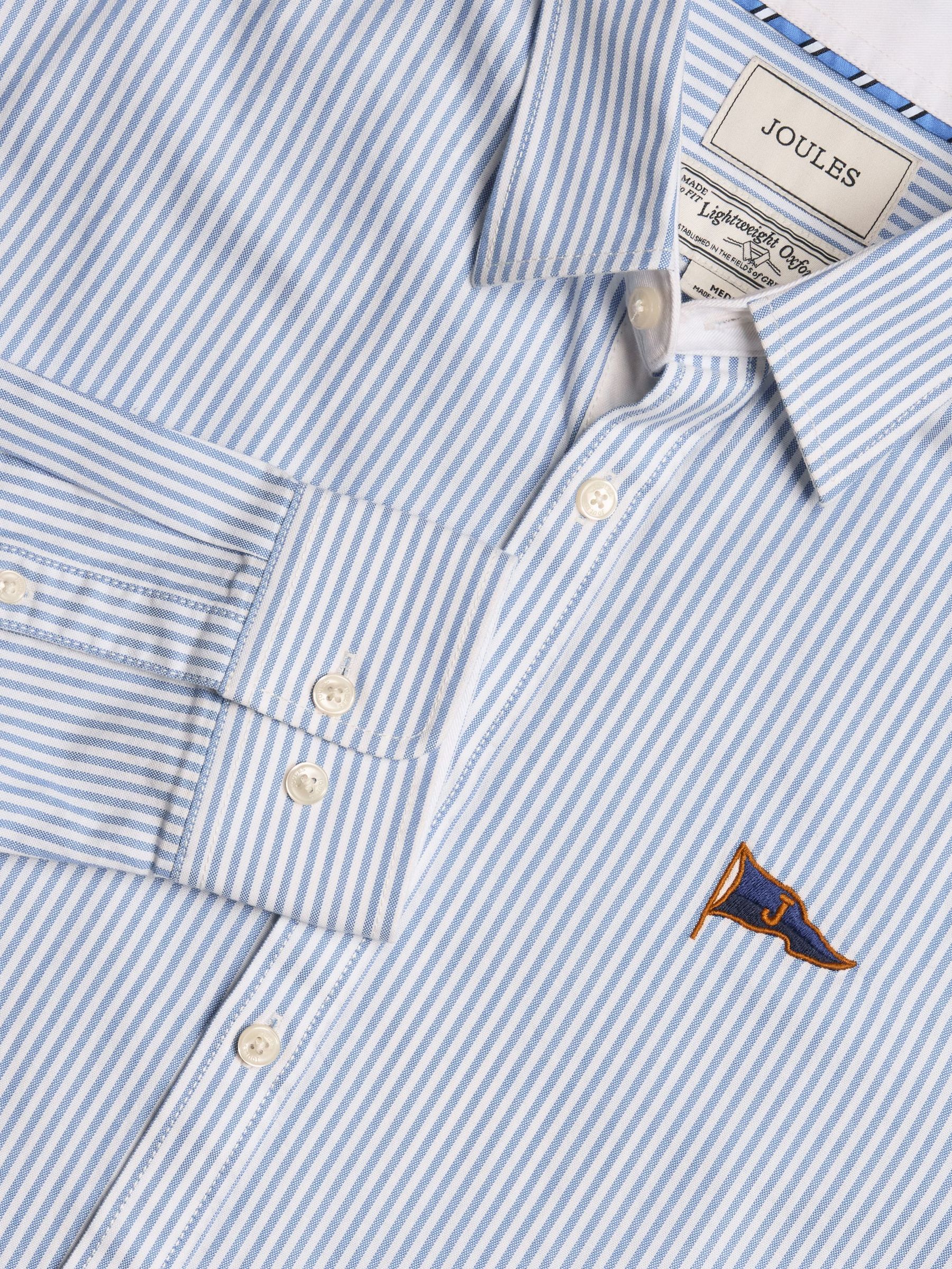 Oxford Embellished Blue Stripe Long Sleeve Classic Fit Cotton Shirt (Q61507) | £55