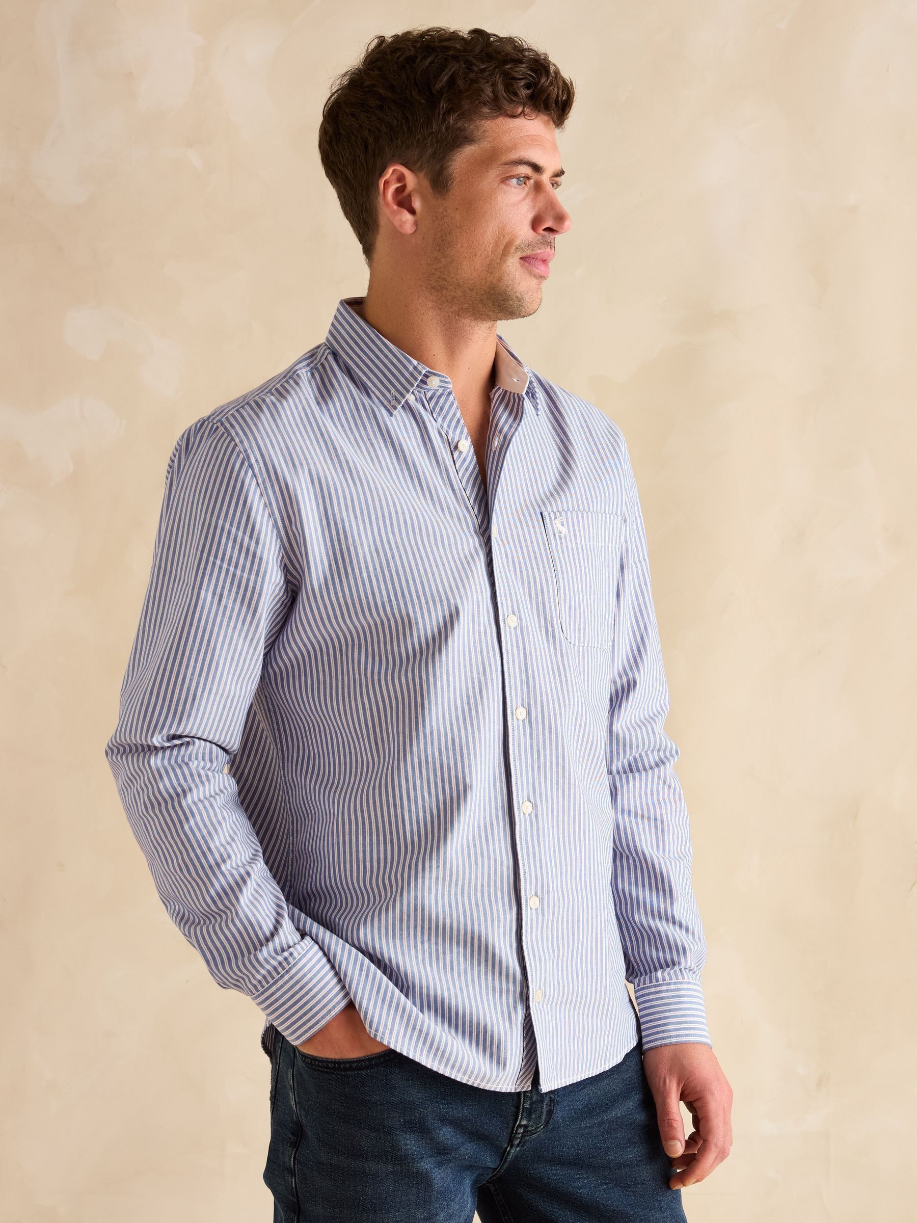 Oxford Classic Fit Blue Stripe Cotton Shirt