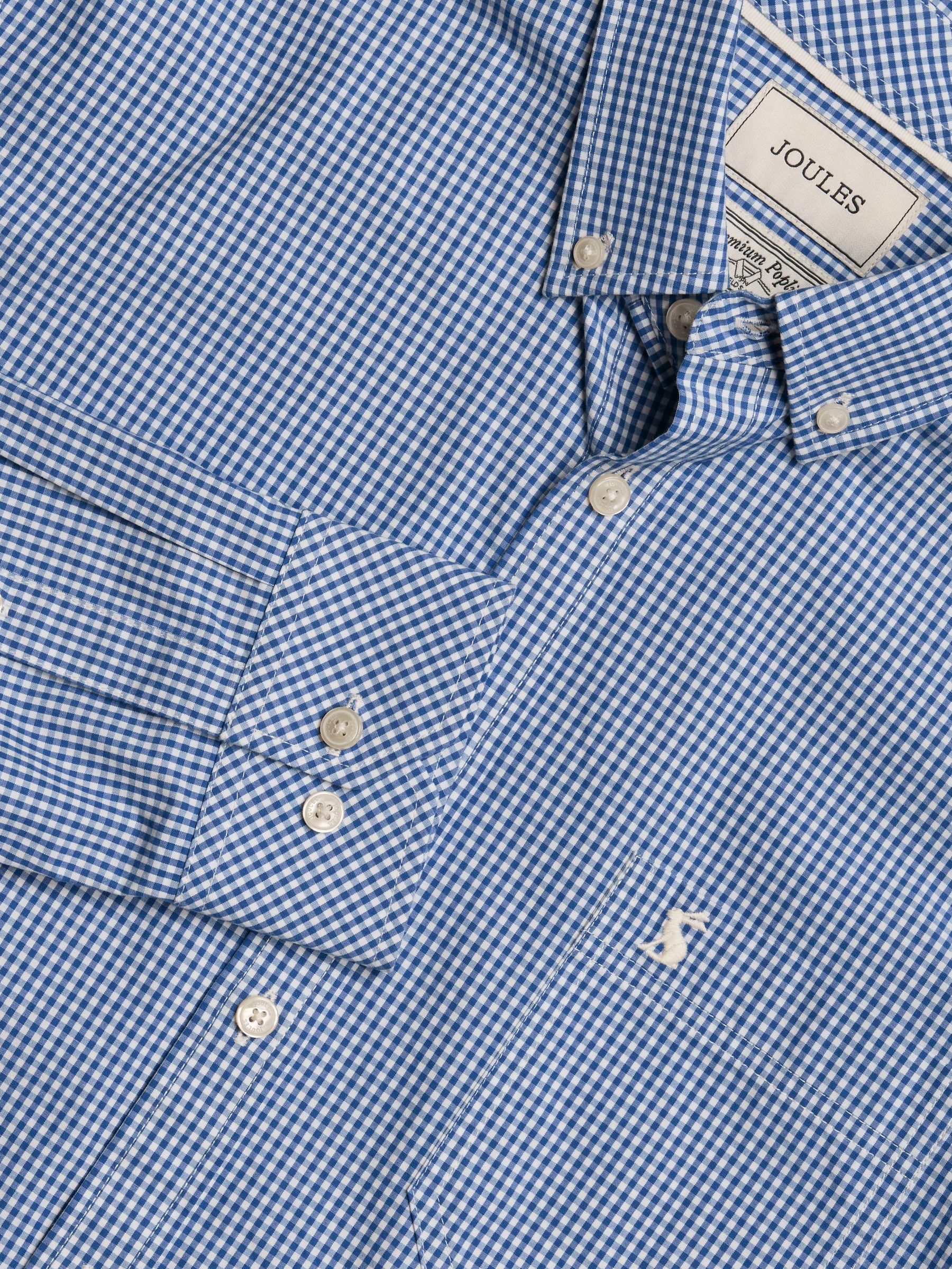 Poplin Blue Gingham Check Classic Fit Shirt (Q61523) | £45