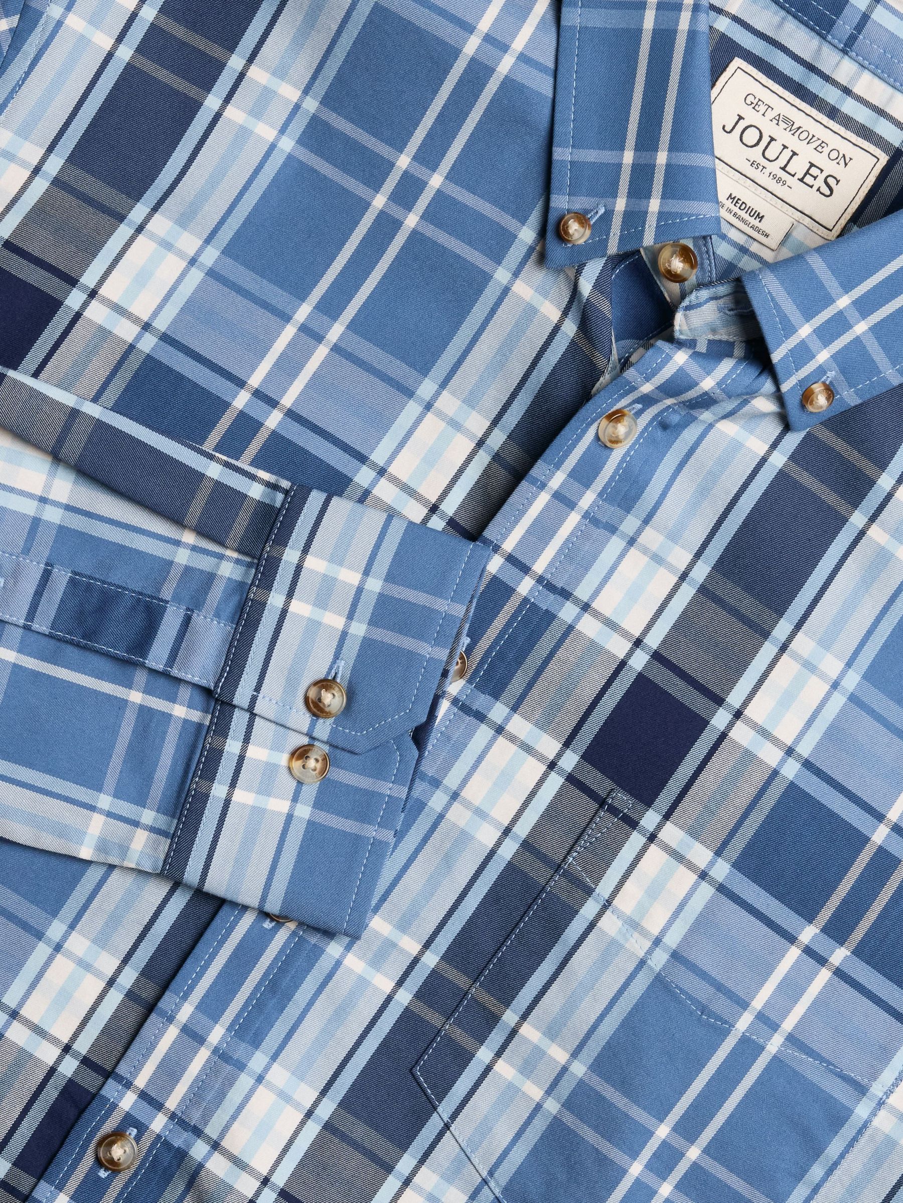 Get A Move On Blue Check Stretch Shirt (Q61524) | £49.50