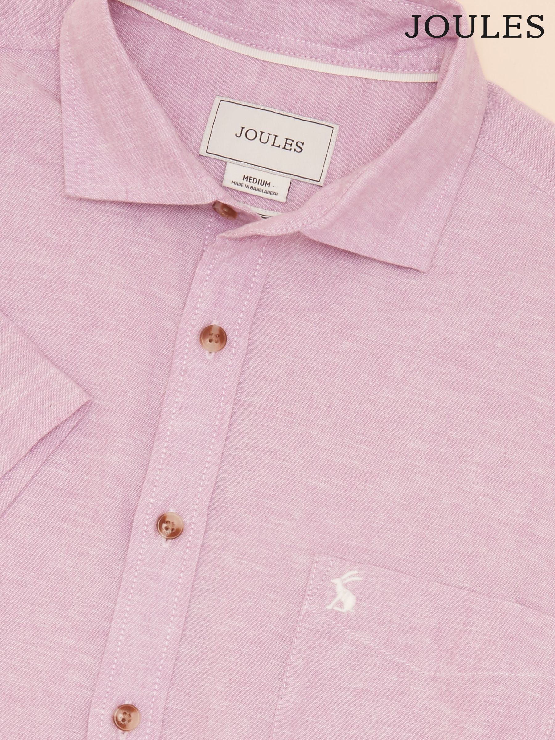 Linen Blend Violet Purple Short Sleeve Shirt (Q61535) | £42