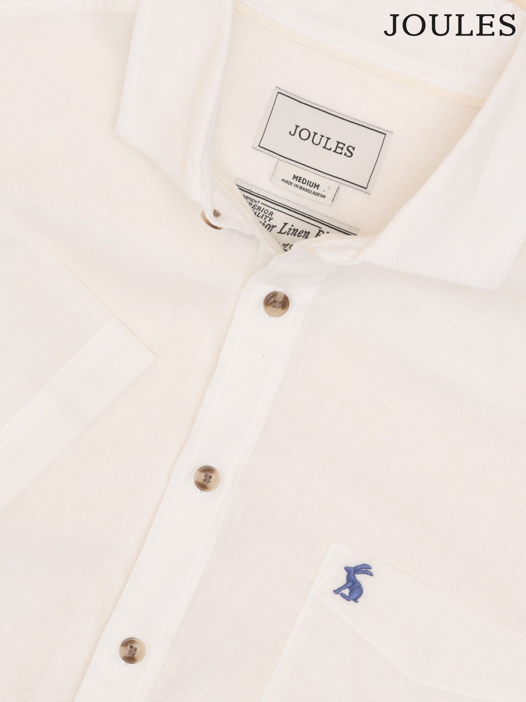 Linen Blend White Short Sleeve Shirt (Q61548) | £42