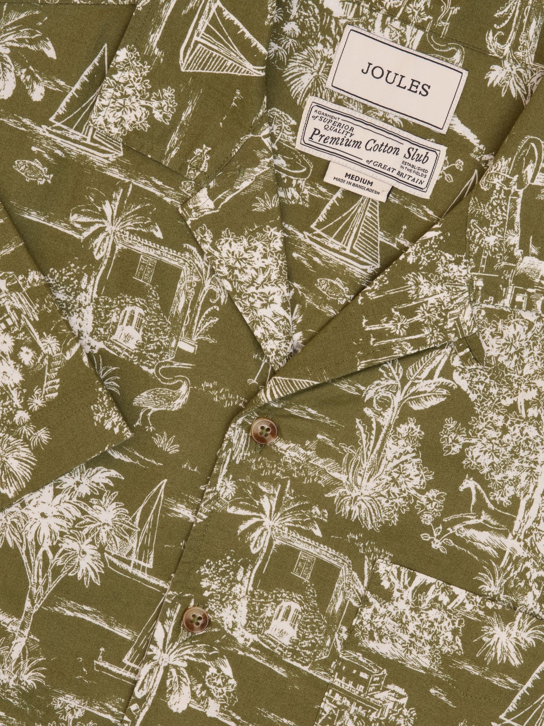 Cotton Slub Khaki Green Short Sleeve Shirt (Q61557) | £42