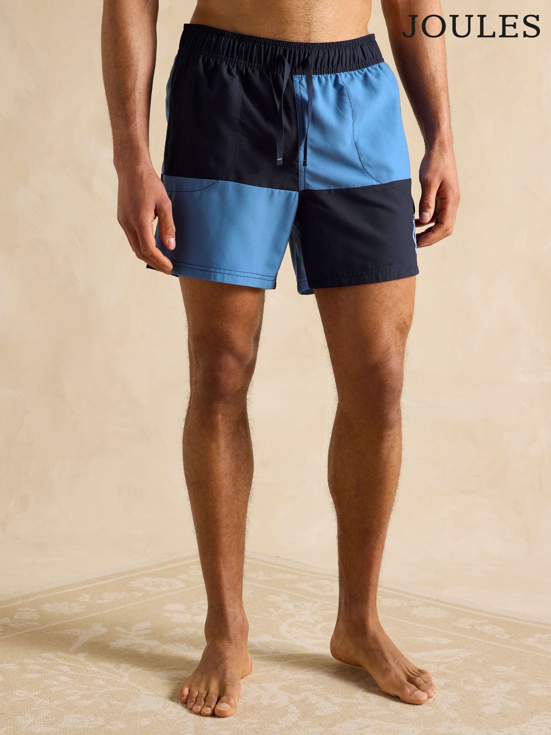 Overton Blue & Navy Rugby Style Swim Shorts (Q61791) | £30