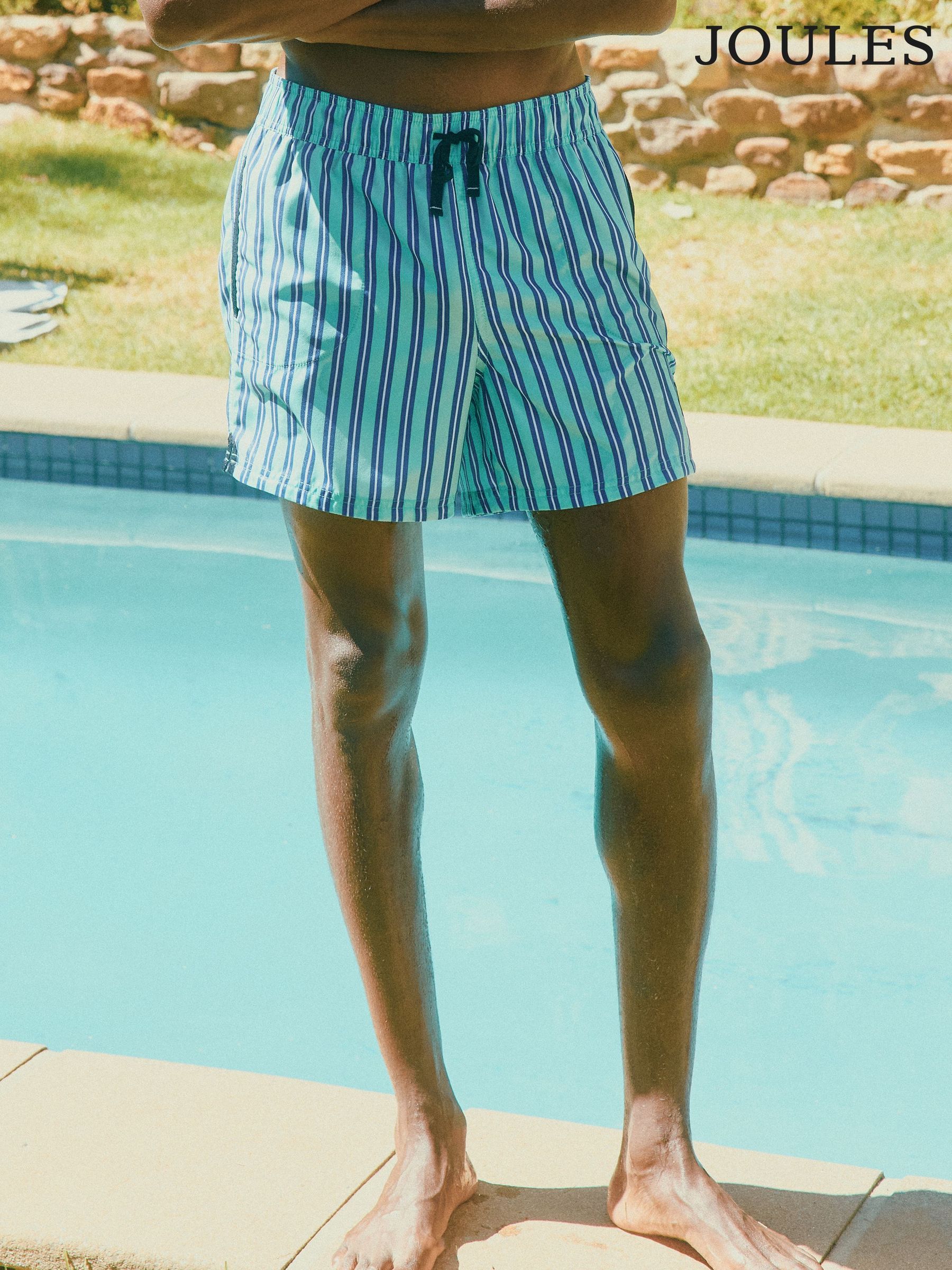 Overton Light Green Printed Rugby Style Swim Shorts (Q61794) | £30