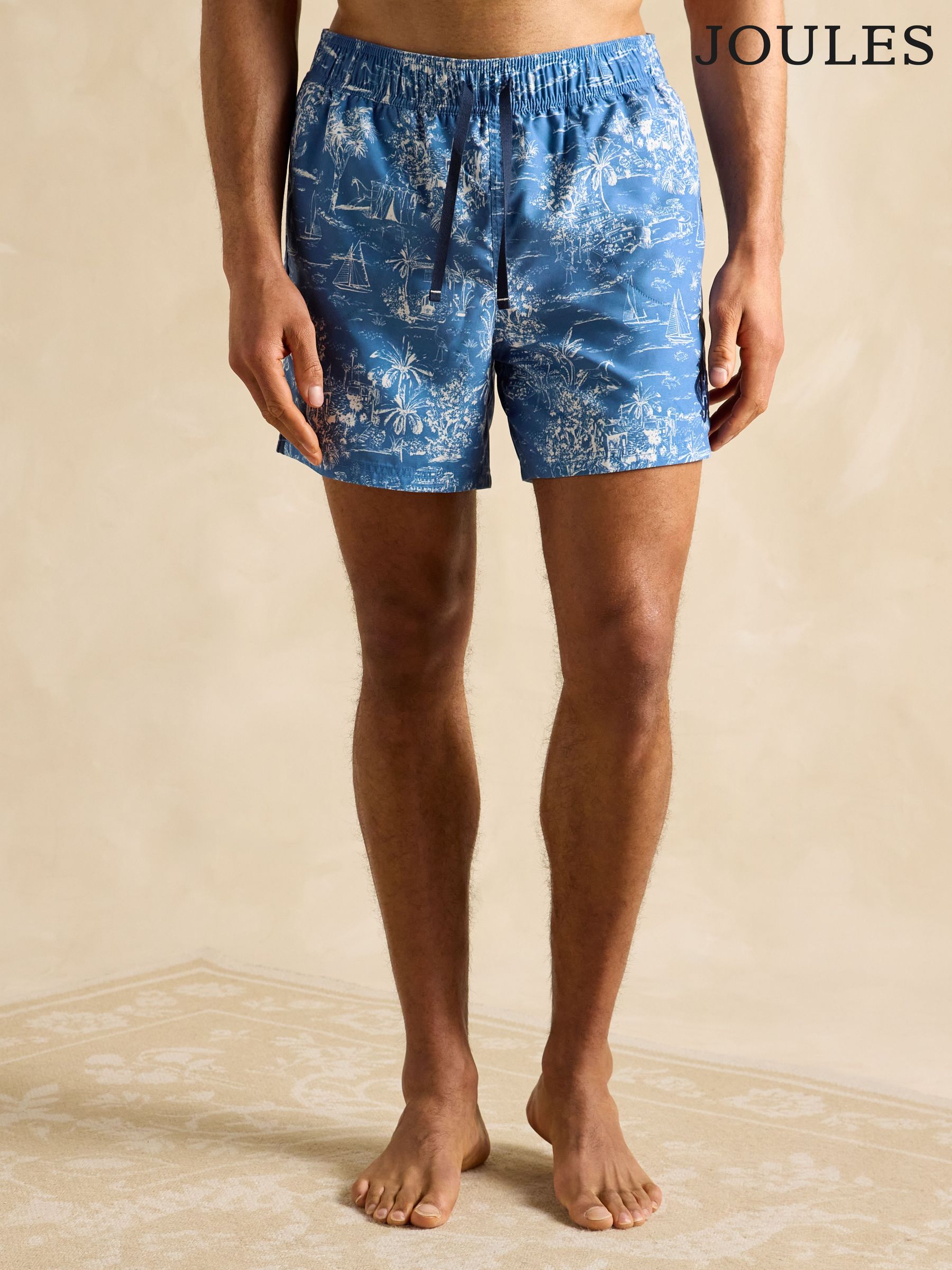 Overton Light Blue Printed Rugby Style Swim Shorts (Q61795) | £30