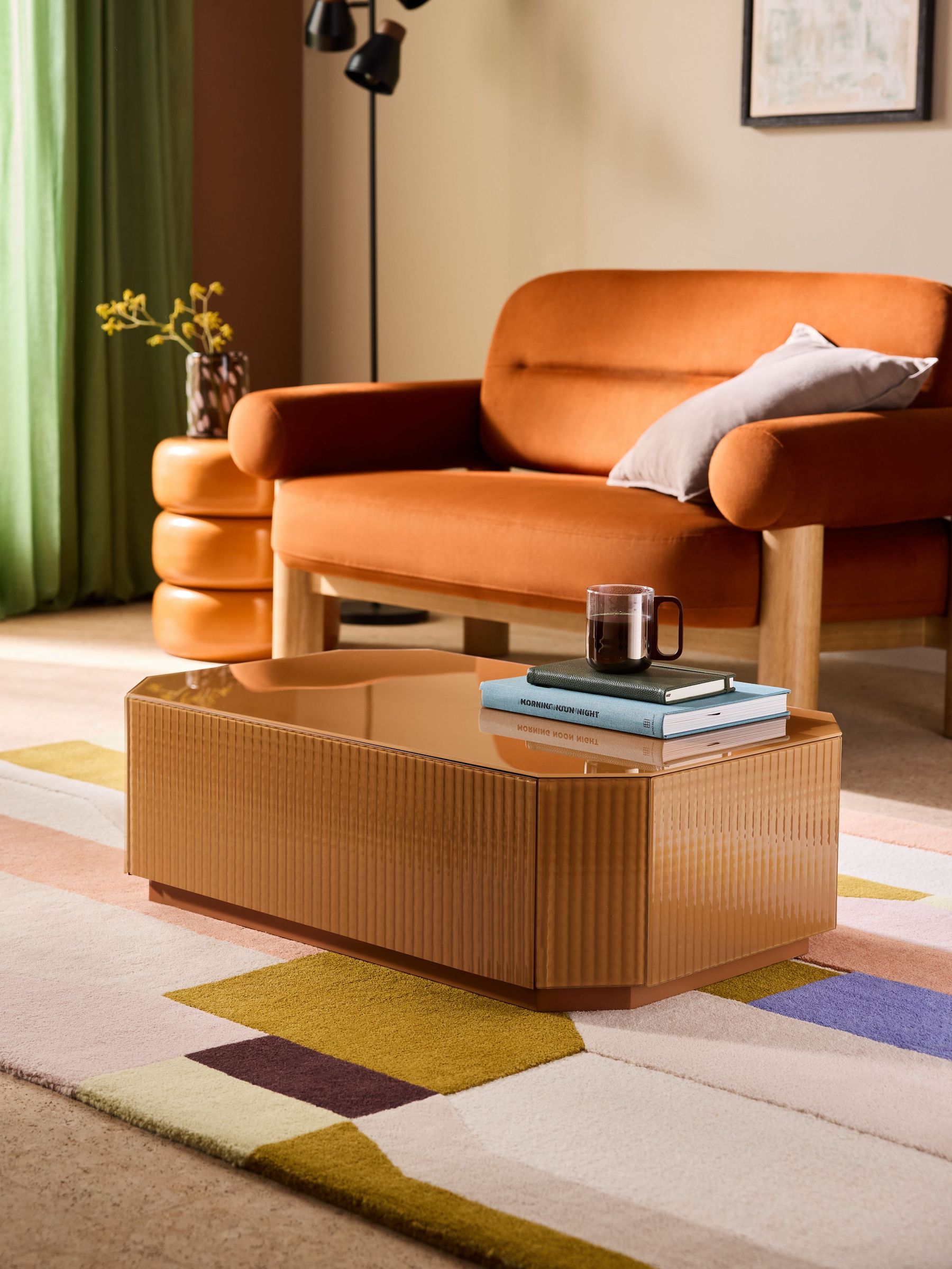 Anya Glass Storage Coffee Table in Caramel Brown (Q62121) | £269