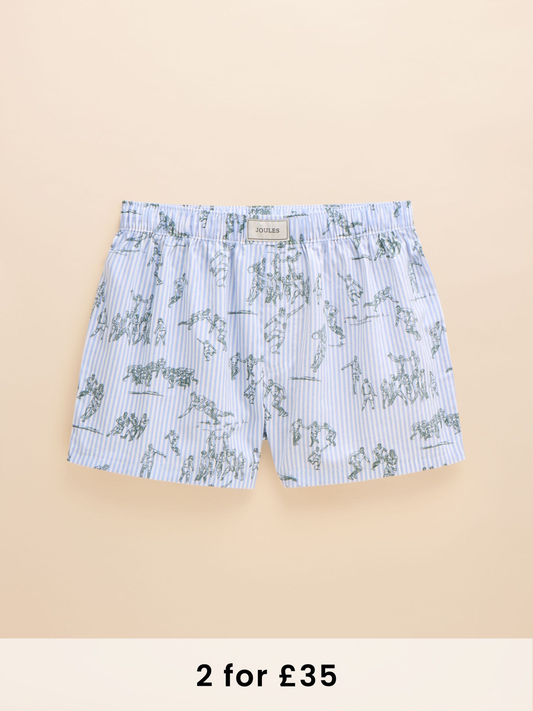 Light Blue Rugby Print Woven Boxers (Q62178) | £20