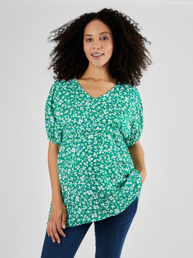 Maternity & Nursing Blouse in Green (Q63608) | £22