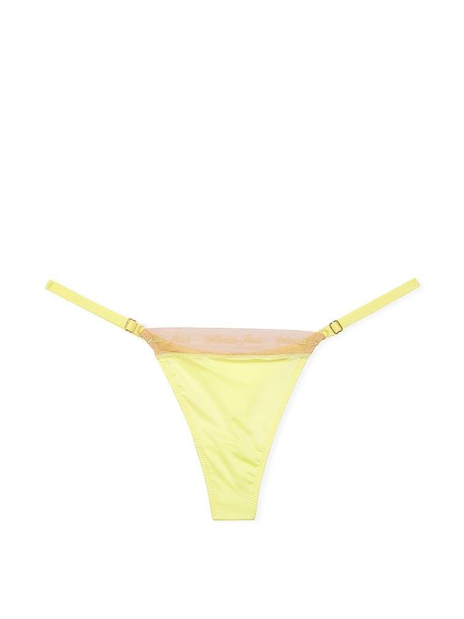 Citron Glow Yellow Embroidered Thong Icon Thong Knickers (Q67149) | £7