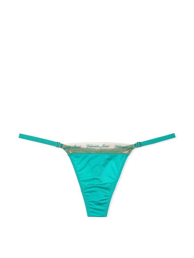 Aqua Sea Green Embroidered Thong Icon Thong Knickers (Q67200) | £7