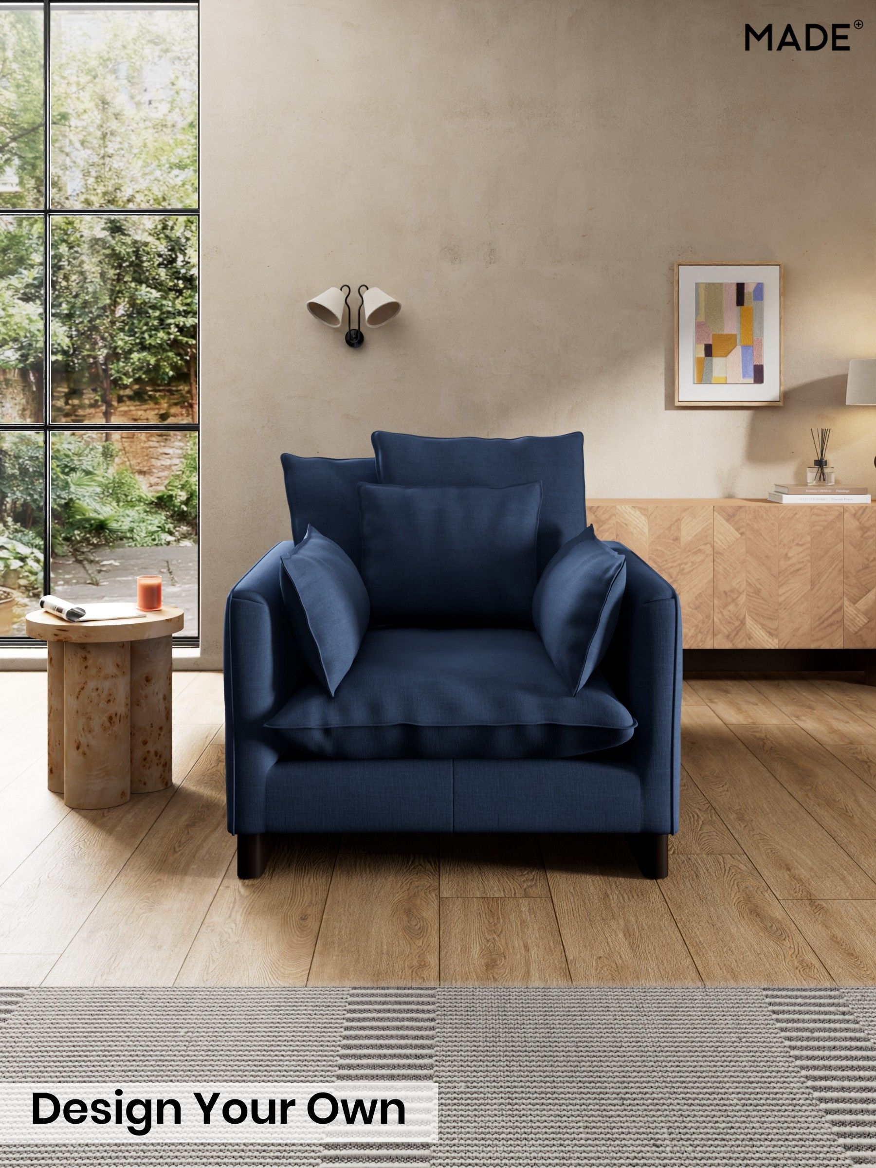 Natural Blend/Navy Blue - Whitby Scatter Back By Made