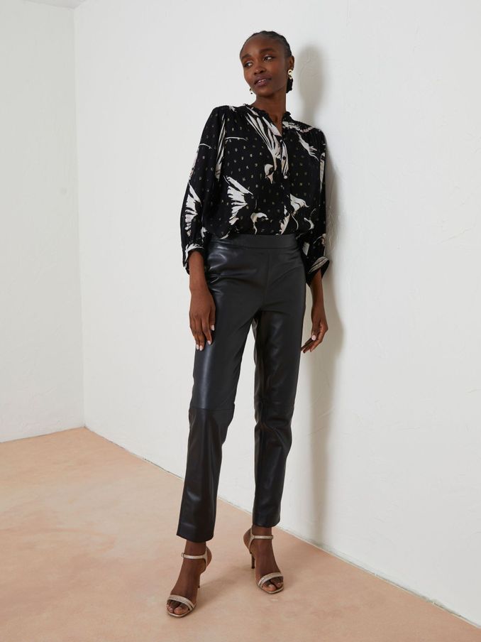 Black Lana Leather Tapered Trousers (Q71330) | £57