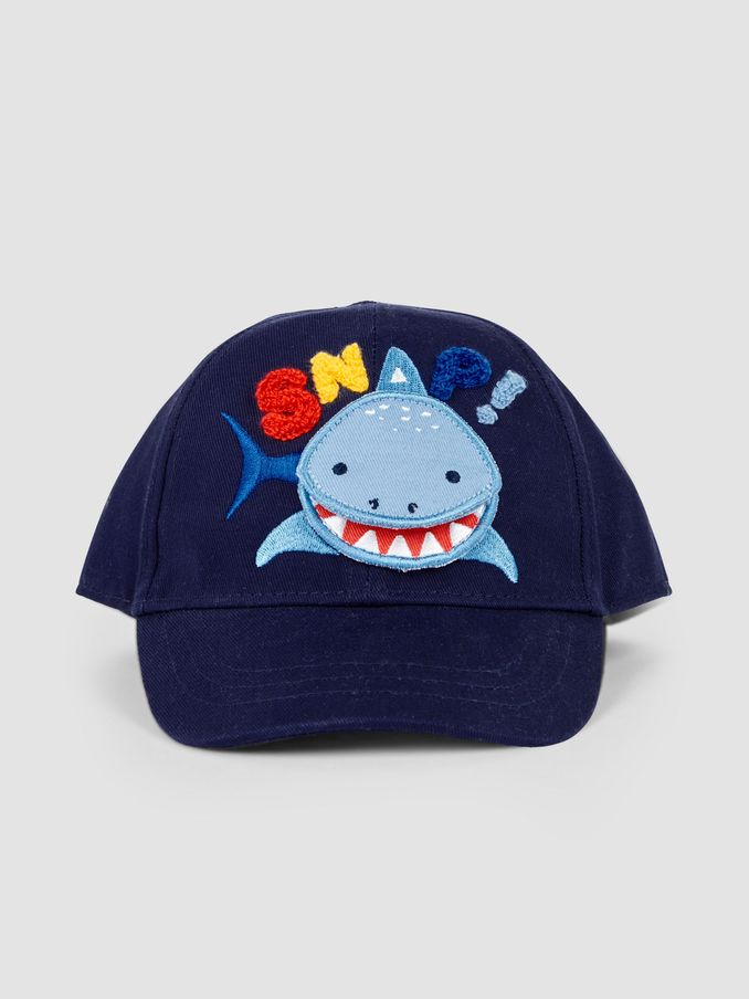 Navy Shark Appliqué Cap (Q73089) | £7
