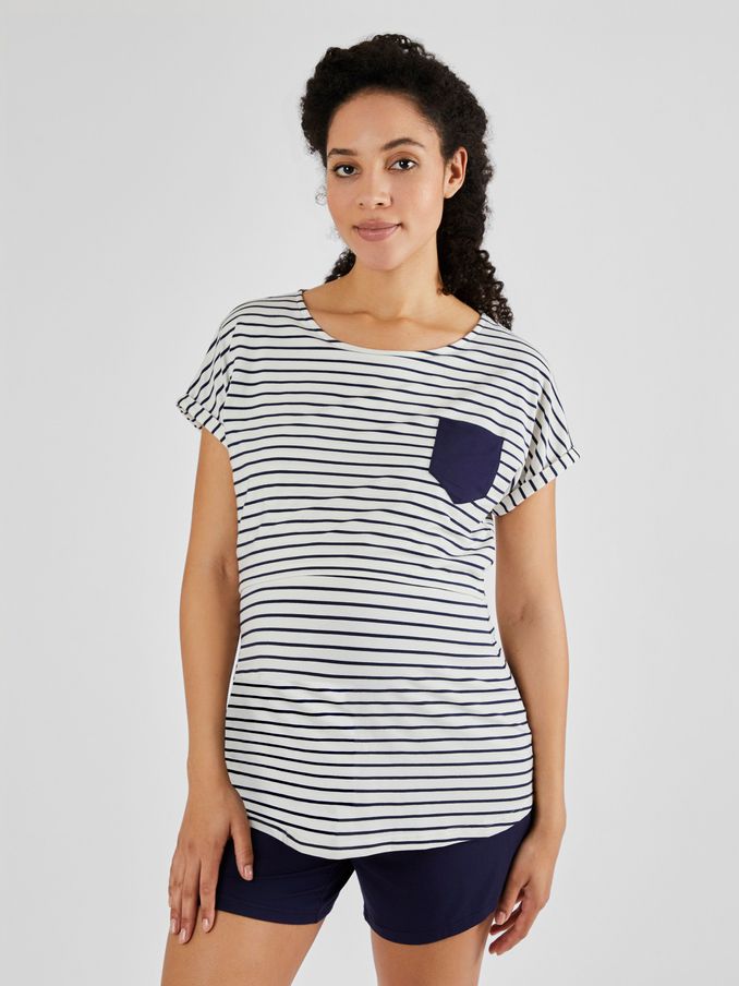 Navy Maternity & Nursing Short Pyjamas Set (Q74190) | £29.50