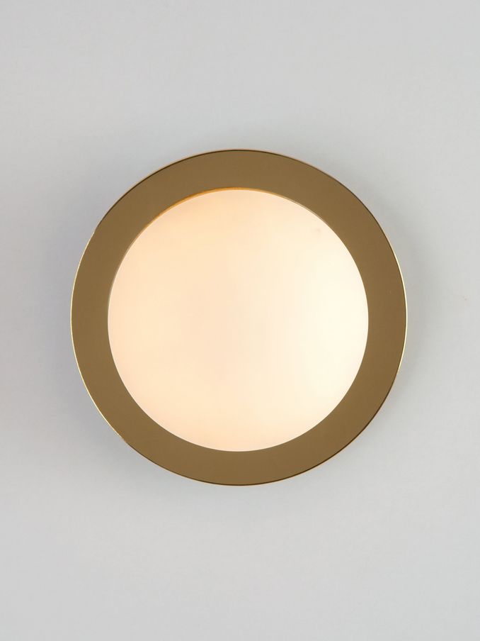 Houseof. Brass Opal Disk Wall Bathroom Light (Q75394) | £130