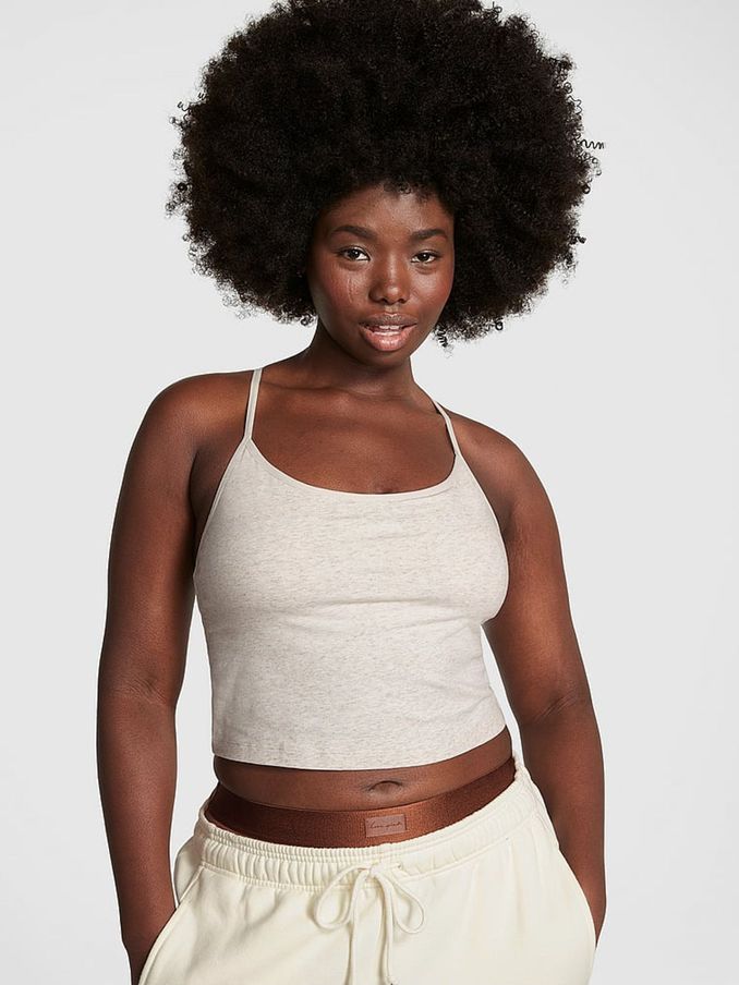 Heather Oatmeal Beige Cotton Jersey Tank Top (Q76948) | £16