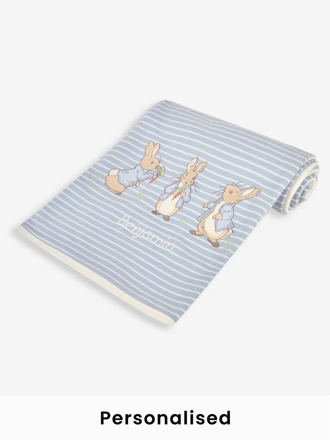 Personalised Peter Rabbit Print Reversible Jersey Shawl (Q77228) | £27