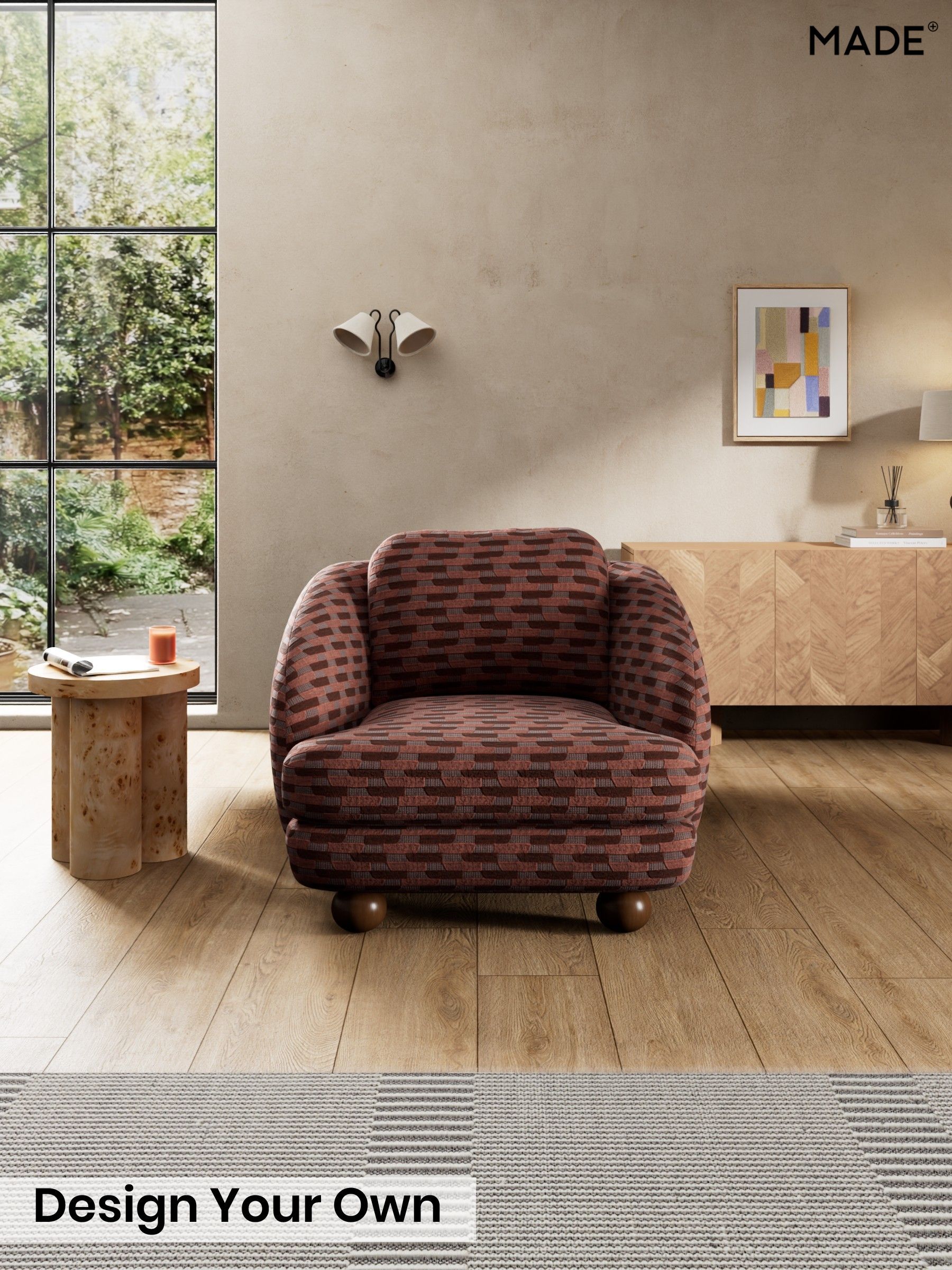 Balcony Woven Geo/Burgundy Red - Madris By Made