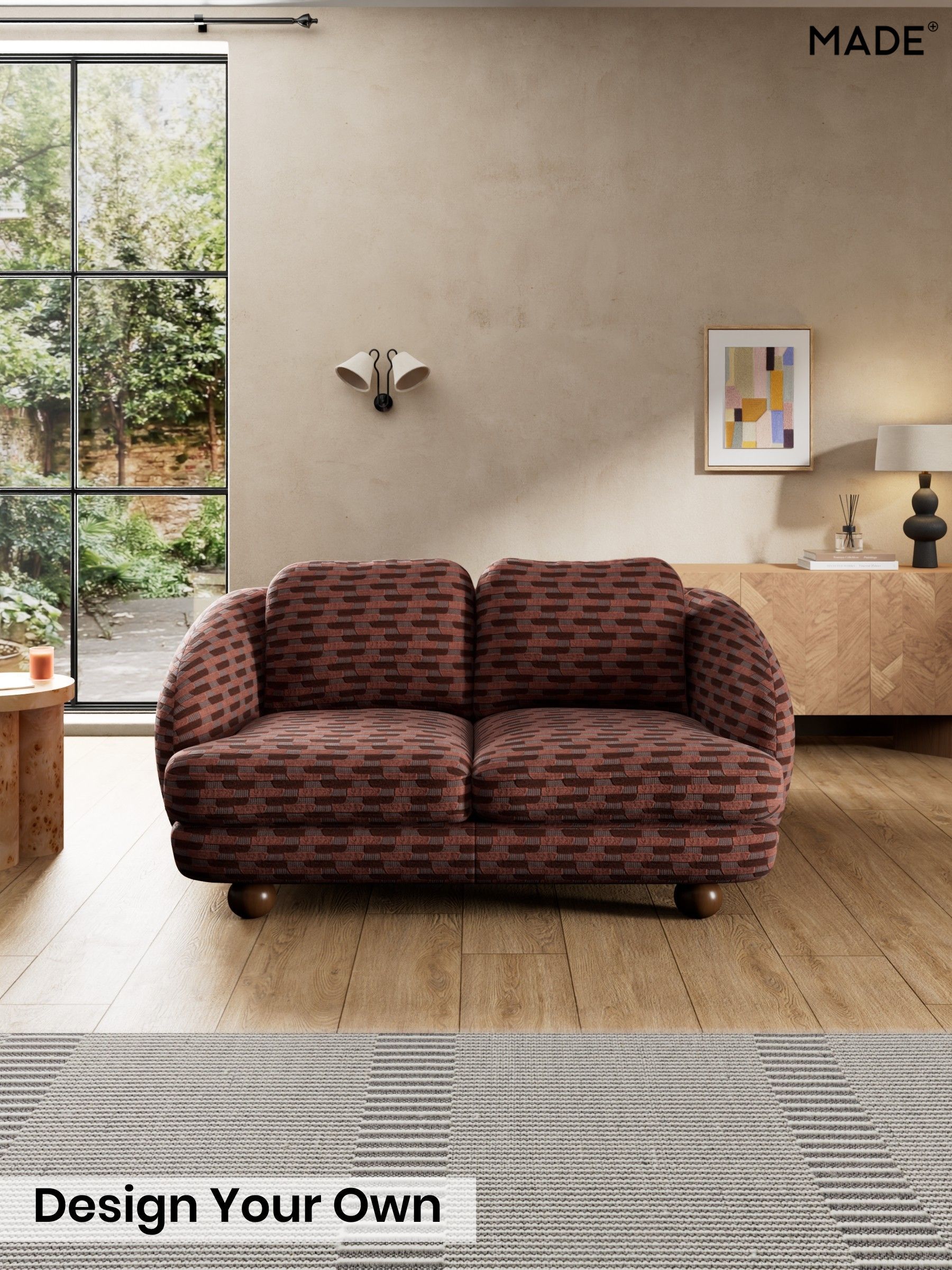 Balcony Woven Geo/Burgundy Red - Madris By Made